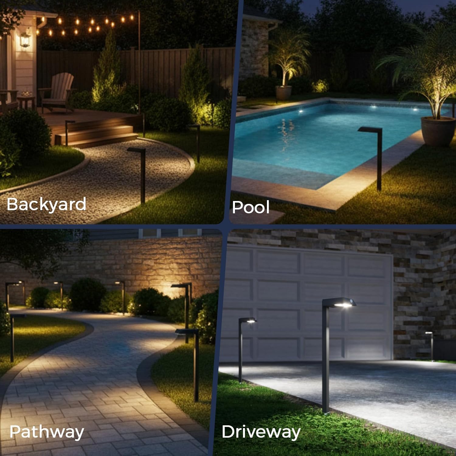 XMCOSY+ Solar Pathway Lights, 6 Pack Metal Motion Sensor Outdoor Lights | 300LM Bright Landscape Lights, All-Night Lighting, IP65 Waterproof Garden Light for Yard, Driveway & Walkway, Warm/Cool White