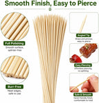 100 PCS Natural Bamboo Skewers, 4/6/8/10/12 Inch 4mm Thick Heavy Duty BBQ Sticks for Grilling, Kabob, Cocktail, Fruit, Chocolate Fountain, Crafting, Party (12 inch)