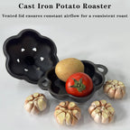 Pre-Seasoned Cast Iron Smoker & Garlic Roaster with Airflow Lid | Wood Chip Smoker Box for BBQ, Oven, Smoky Vegetables & Meats, Grill Smoker Boxes