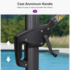 PURPLE LEAF 8' X 8' Patio Umbrella with Wheeled Base for Pool 7' High Offset Outdoor Cantilever Umbrella Swimming Pool Umbrella with 360°Rotation for Poolside Navy Blue