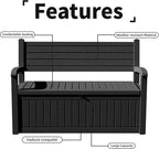 80 Gallon Outdoor Storage Bench Deck Box Waterproof Lockable,Outdoor Storage Furniture for Patio,Garden and Porch,Tools and Cushions（ Black Stripe）