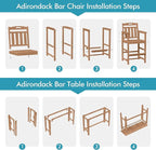 Ciokea Outdoor Bar Height Table Set of 5, 60" Extra Long Rectangle High Top Table and 4 Oversized Adirondack Chairs Set, Heavy-Duty All-Weather HDPE Patio Bar Set for Backyard Balcony Deck, Teak
