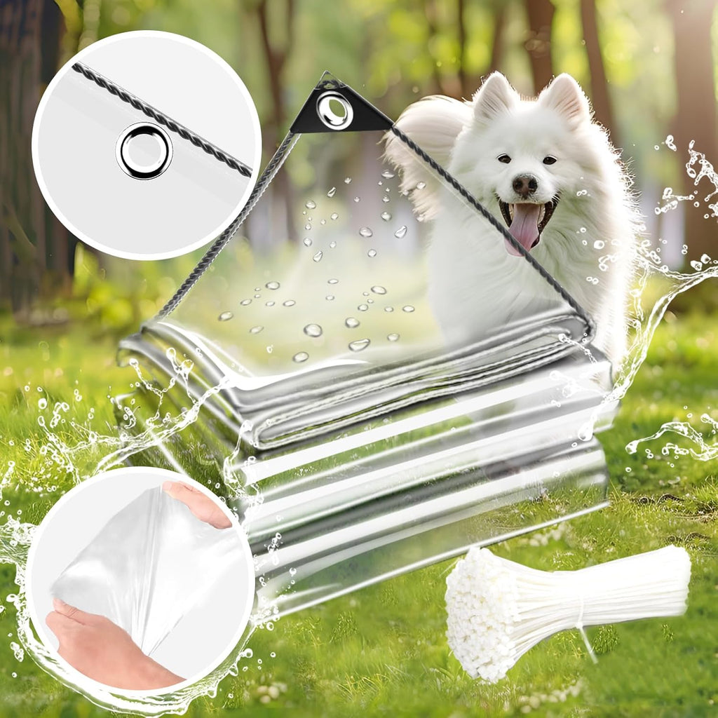 13 ft clear waterproof tarp, pvc 11.8 mil, close-up detail