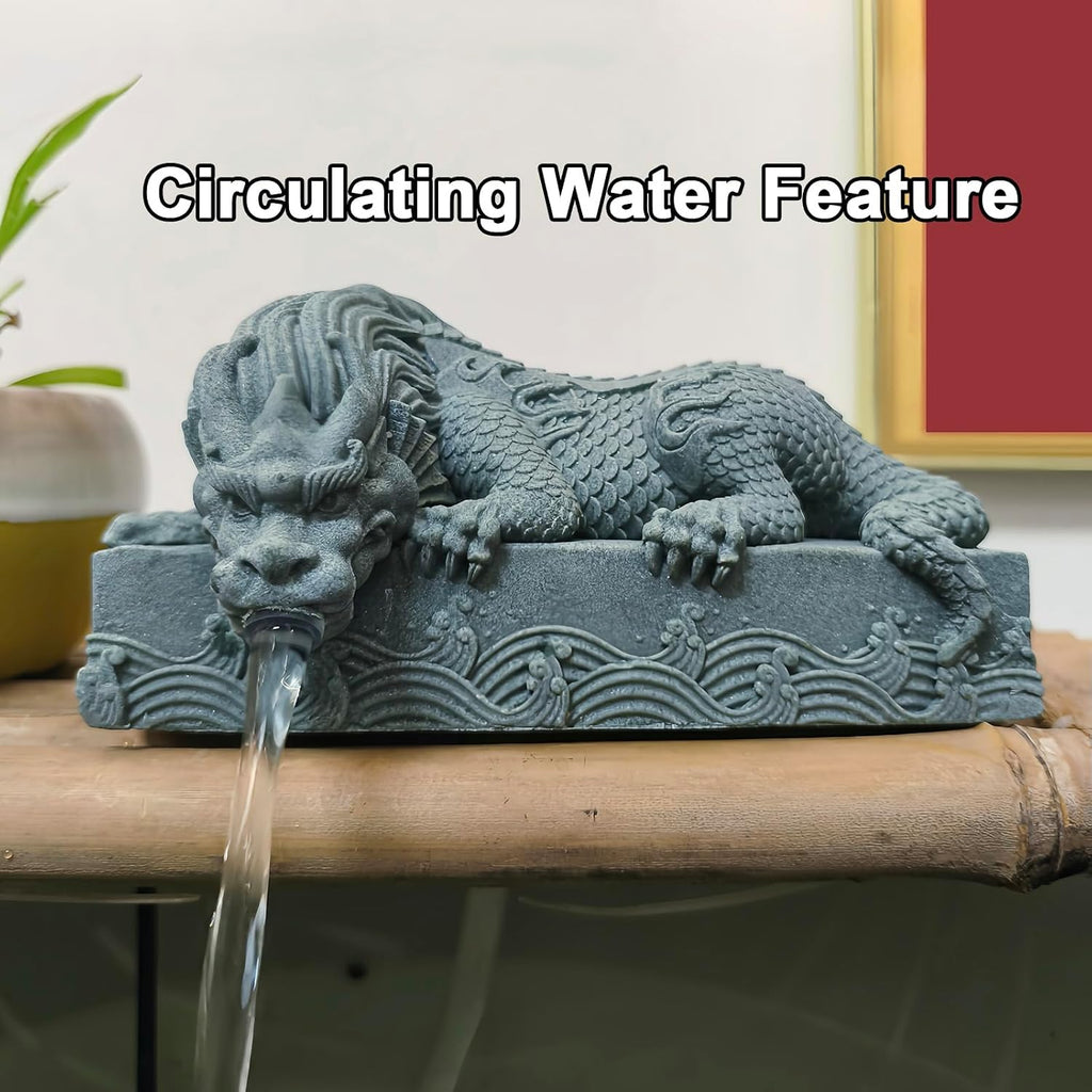 Blue Sandstone Pond Spitter Water Guarding Beast Fountain Statue Yard Decor | Blue sandstone water-guarding beast fountain with pump. A animal water feature and garden decor for yards and ponds
