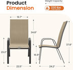 JEAREY Patio Dining Chairs Set of 4, Outdoor Stackable Dining Furniture Set, All Weather Dining Set for Lawn, Garden, Poolside, Beige