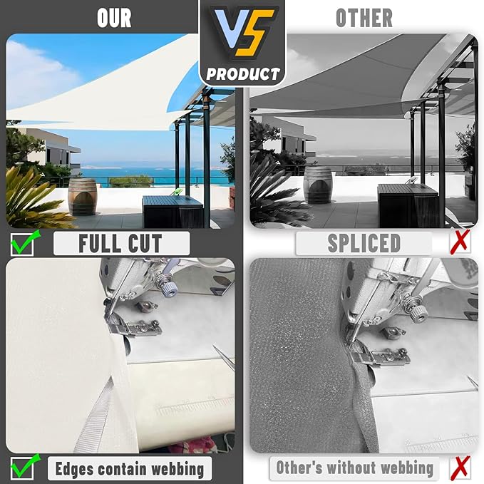 LOVE STORY Custom Size 15'x15'x15' Butter Cream Sun Shade Sail Triangle Sunhsade Fabric Awning Canopy for Patio Backyard Carport Pergola (Customized)