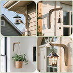 Wooden Plants Hanger, Plant Hangers Indoor Wall Mount, 8.58-Inch Hanging Plant Hooks for Wall, Basket Hooks for Lanterns, Flower Bracket, Wind Chimes, Lamp, Bird Feeders, Patio Decor(Brown 2PCS)