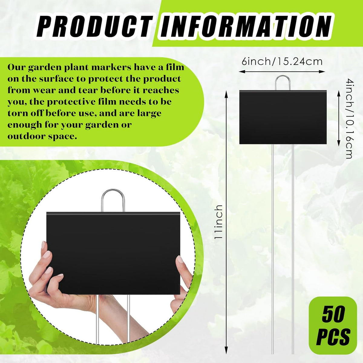 landhoow 50 pcs large plant marker, 6'' x shown in use