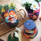 GUGUGO Abstract Rainbow Head Planter, Unique Face Plant Pot with Drainage, Cute Eclectic Flower Planters Pots for Indoor & Outdoor Plants, Colorful Funny Room Decor