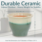 Sunnydaze Large Ceramic Plant Pot - Round Outdoor Glazed Ceramic Planter Pot with Drainage - Studio - Gray - 18.5"