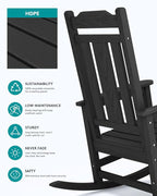 SERWALL Outdoor Rocking Chair Set of 6, Patio Rocking Chair Sets, HDPE Rocking Chair for Adults, Black