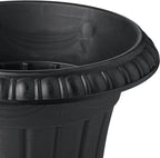 Arcadia Garden Products PL20BK Classic Traditional Plastic Urn Planter, Indoor or Outdoor Garden Decor, Flower Pot Vase 10x12 - Black