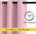 NICETOWN Bedroom Curtain Room Darkening Drapery 102 inches Length - Home Fashion Thermal Insulated Grommet Room Darkening Curtain for Living Room (Rouge Pink, 1 Panel, 52 x 102 inches)