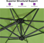 PURPLE LEAF 8 Feet Square Cantilever Umbrella Patio Umbrella with Base Outdoor Umbrella Aluminum Offset with 360-degree Rotation for Garden Deck Pool Patio Apple Green