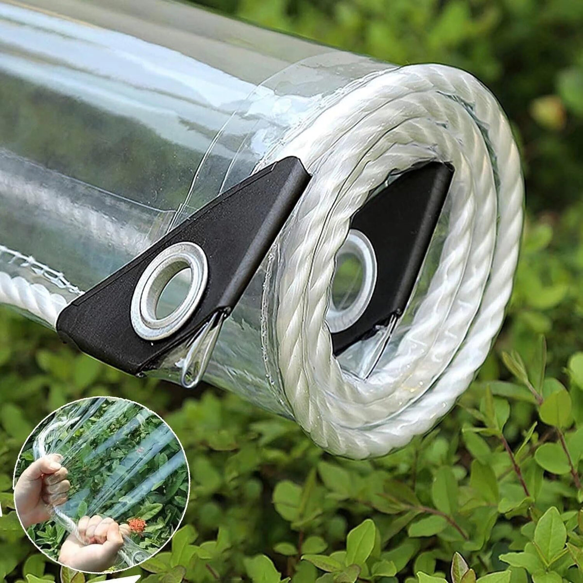 clear tarp with grommets 6x6ft 14mil transparent heavy, main product view
