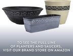 Classic Home and Garden Corinthian Round Planter, 13" Slate Blue