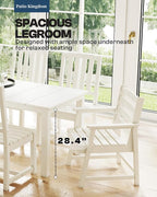 7-Piece White Outdoor Dining Set with White 15FT Large Patio Umbrella, 75.2'' HDPE Table & Chairs for 6, Weather-Resistant Furniture with Umbrella Hole for Patio, Lawn, Poolside