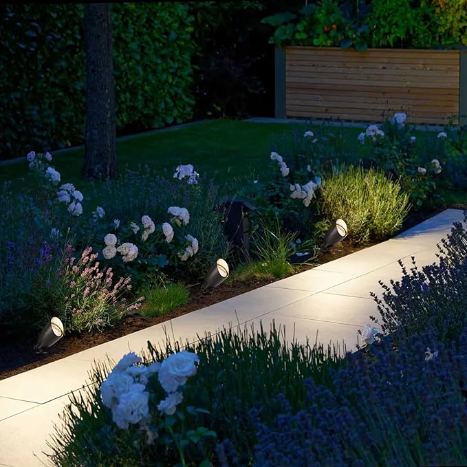 LUTEC 12V Low Voltage Landscape Lighting, Die-cast Aluminum Spot Lights with Connectors, IP65 Waterproof Outdoor Landscape Spotlights, 5W 550LM Warm White 3000K for Tree Garden Yard Pathway, 8 Pack