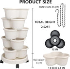 Hourleey Strawberry Planter, 5 Tier Stackable Gaden Tower for Flowers, Vegetables, Grow Your Own Herb Garden Vertical Oasis of Vegetables and Succulents