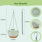 Set of 4-8 Inch Self Watering Hanging Planters for Indoor Outdoor，Hanging Plant Pots with Drainage & Removable Tray, Hanging Pots Holder for Ivy, Pothos, Ferns, Balcony & Patio, Green Brown