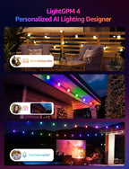 Lepro ZB1 AI Smart Outdoor String Lights APP Control, 100(88+12) ft RGB+IC+Warm White Outdoor Light 30 LED Bulbs, NOT Extendable, Alexa Google Enabled, Music Sync, NO Remote, 2.4 GHz WiFi+Bluetooth