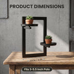 2 Tier Wall Mounted Plant Shelf, Rustproof Iron Hanging Plant Holder, Matte Black Wall Planter Rack Fit 3-5.5 Inch Pots for Home Living Room Balcony Decor 4-Pack