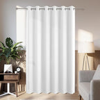Joydeco Blackout Patio Sliding Door Curtains 90 Inches Long, Grommet Privacy Room Divider Curtains, Extra Wide Thermal Blackout Drapes for Bedroom Living Room (Pure White, 80Wx90L, 1 Panel)