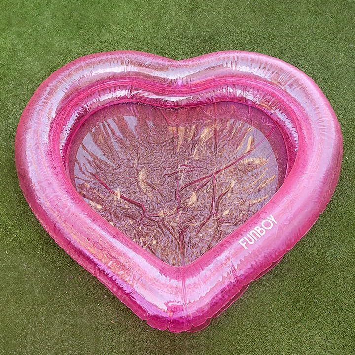 FUNBOY Giant Inflatable Luxury Clear Pink Heart Kiddie Pool, Year-Round Fun for Ball Pits, Swimming Pools, a Summer Pool Party and The Beach