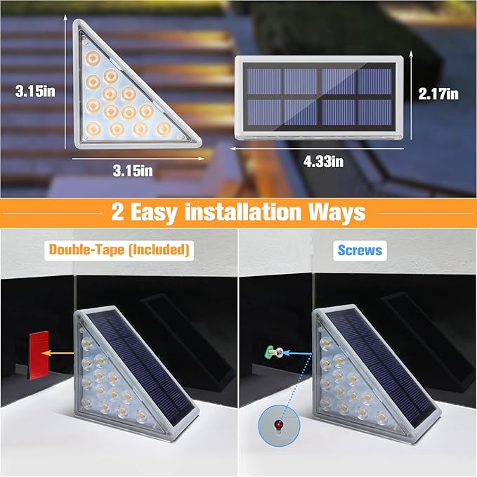 VOLISUN Solar Stair Lights 24 Pack, Solar Step Lights Waterproof IP67, Outdoor Step Light with 13 LEDs, Outdoor Lighting Decor for Yard Stair, Patio, Front Step, Front Porch and Deck(Cool White)