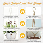 35 Inch Macrame Plant Hanger, Large for up to 15 Inch Pot Extra Long Hanging Planter Holder Basket with Wood Beads for Indoor Outdoor Home Decor (Ivory, 1-Pack)