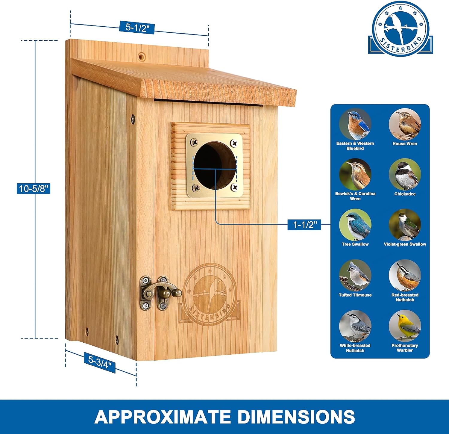 SISTERBIRD 2 Pack Bird Houses for Outside Clearance with Copper Guard, Cedar Bird House Outdoor, Bluebird Finch Swallow Wren Chickadee Assembly Required