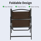Outdoor Folding Patio Dining Sling Chairs with Mesh Fabric for Garden Lawn Comping-Set of 4 Brown