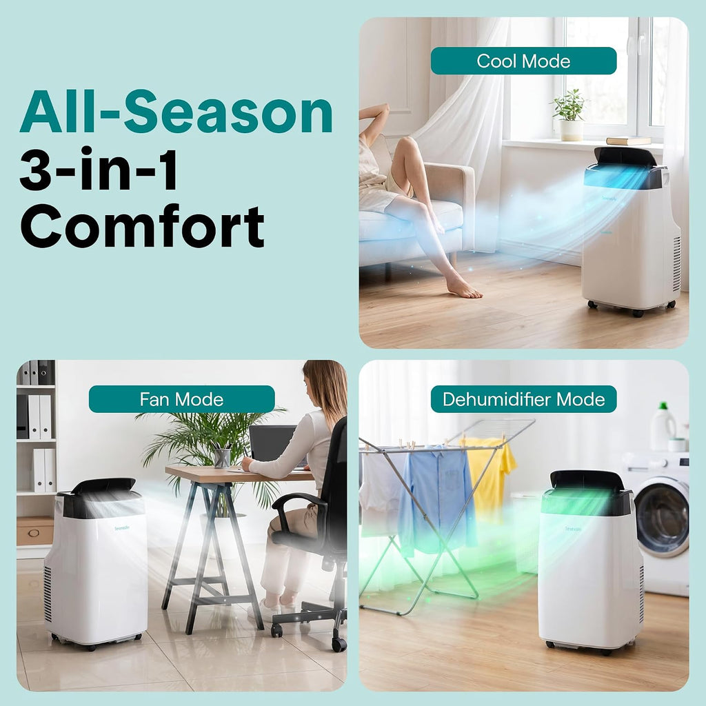 serenelife small air conditioner portable 10,000 btu with, side view