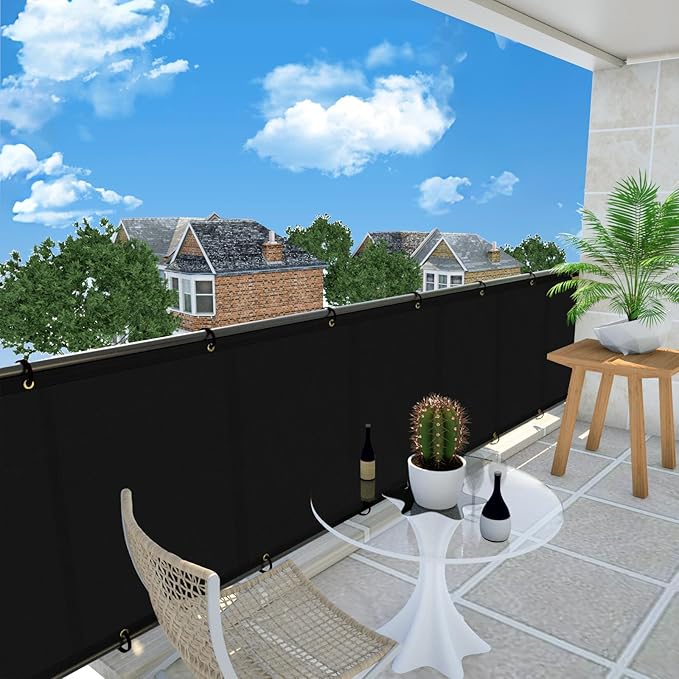 UPGRADE Privacy Screen 3' x 10' Fence Commercial Shade Cover with Brass Grommets Heavy Duty Perfect for Outdoor Back Yard, Black, Customizable