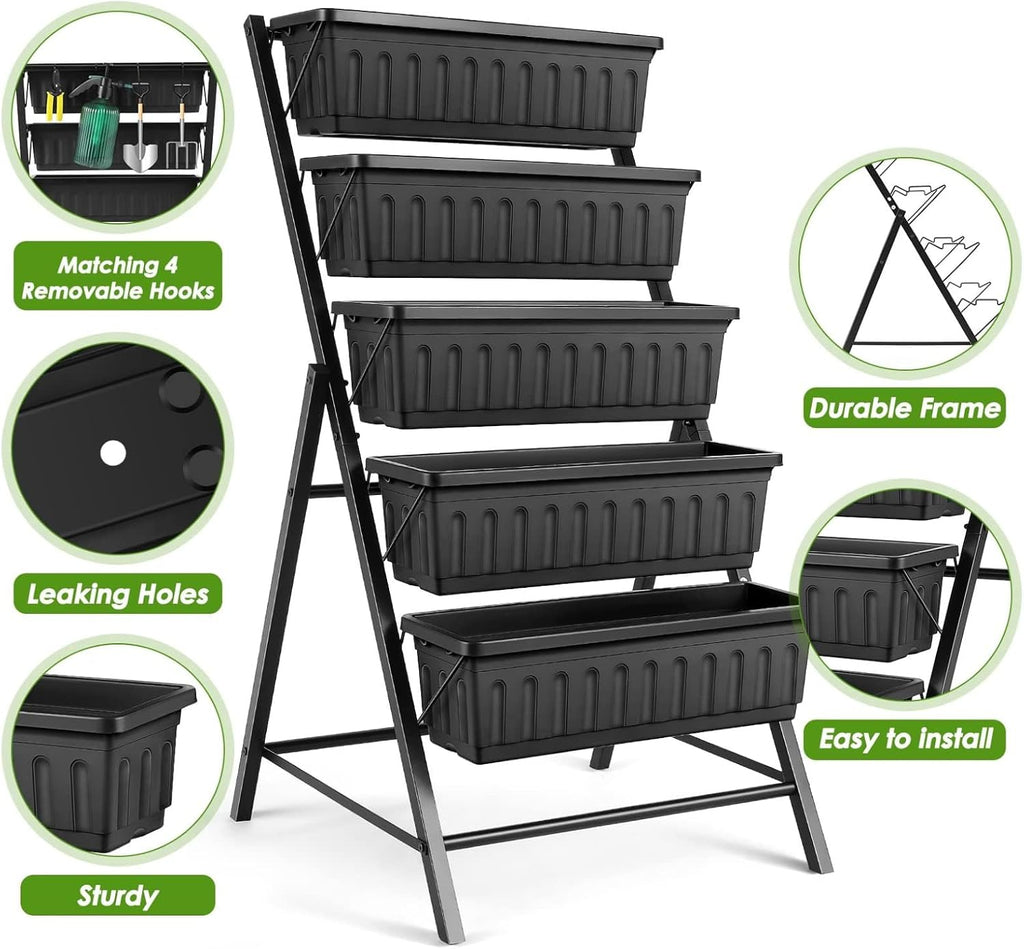 sejov 4ft vertical raised garden bed, 5 tiers, close-up detail