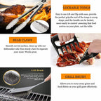 BBQ Grill Accessories Set for Ourdoor,Grilling Set for Men | Barbecue Tool Sets,BBQ Gifts for Men,31PCS Grilling Gifts for Men,Grilling Accessories with Apron for Dad