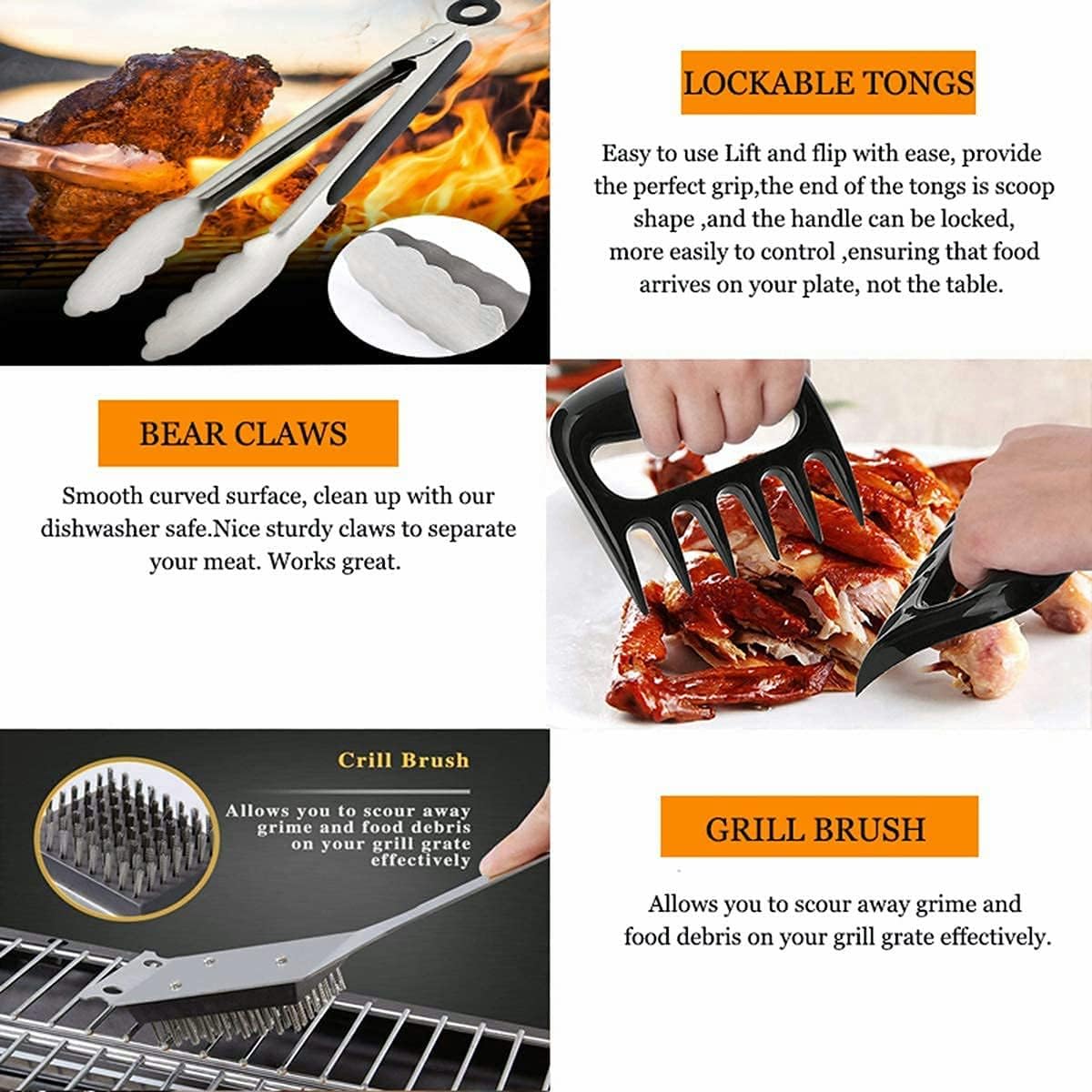 BBQ Grill Accessories Set for Ourdoor,Grilling Set for Men | Barbecue Tool Sets,BBQ Gifts for Men,31PCS Grilling Gifts for Men,Grilling Accessories with Apron for Dad