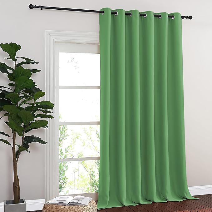 NICETOWN Room Divider Curtain 132 Inches Long, Wide Blackout Sliding Door Curtain for Bedroom, Room Darkening Privacy Window Curtain for Patio Door (1 Panel Set, Froest Green, 80 x 132 Inch)