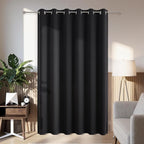 Joydeco Blackout Patio Sliding Door Curtains 90 Inches Long, Grommet Privacy Room Divider Curtains, Extra Wide Thermal Blackout Drapes for Bedroom Living Room (Black, 80Wx90L, 1 Panel)