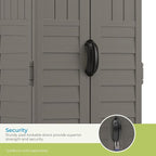 Suncast 22 Cubic Ft. Vertical Resin Outdoor Storage Shed with Lockable Double Doors, Weather-Resistant Multi-Wall Panels, Stoney