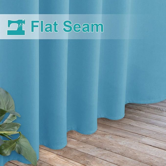 NICETOWN Outdoor Curtain for Patio Waterproof, Thermal Insulated Detachable Sticky Tab Top Room Darkening Great Vertical Drape Outdoor Divider for Pergola, 1 Pack, W52 x L108, Teal Blue