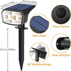 Sucolite 6-Pack Solar Spot Lights Outdoor Waterproof IP65, 3 Lighting Modes 2-in-1 Solar Landscape Spotlights for Yard, 59 LED Solar Powered Wall Lights for Garden Pathway Driveway Walkway, Warm White