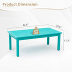 LUE BONA Outdoor Coffee Table, HDPS Patio Coffee Tables for Outside Rectangle, Adjustable Levelling Feet/Weather Resistant, Patio Table for Deck, Pool, Balcony, Indoor or Outdoor Use, Aruba Blue