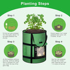 7 Gallon Potato Grow Bags with Viewing Window, 300G Nonwoven Garden Planting Pots, Heavy-Duty Surround Handles for Gardening Supplies (2Pack Grow Bags)