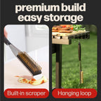 Hans Grill 2-in-1 Pizza Oven Brush & Scraper | Dual-Purpose Pizza Stone Brush Scraper with Stainless Steel Head | Outdoor Oven Cleaning Accessories, Stone Cleaner, Essential Cooking Tools. | Dual Purpose Pizza Stone Cleaning Brush and Scraper, Brass