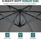 OLIXIS Offset Patio Umbrella, 9.7FT Cantilever Table Umbrellas for Outdoor Sun Shade UV Protection with Easy Tilt Adjustment, 8 Ribs for Backyard, Lawn, Garden, Pool - Grey