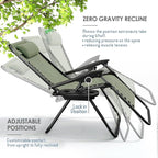 Nestl Zero Gravity Chairs Set of 2, Patio Lounge Chair Outdoor with Pillows & Cup Holder Trays - Sage Green