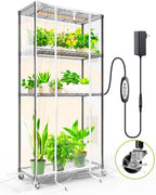indoor greenhouse with grow light,4-tier plant shelf, 30x14x59in, main product view