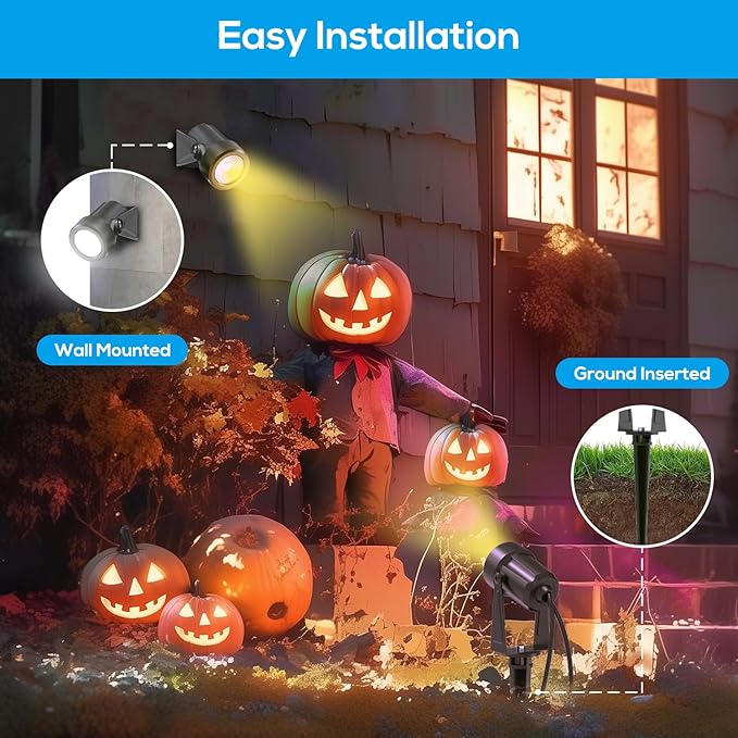 ZYAN Landscape Spotlights with Sensor, 5 Lighting Modes for Brightness Adjustment, Dimmable Timer Auto On Off, Low Voltage Outdoor IP65 Waterproof for Patio Yard Garden Pathway, Warm White (10 Pack)