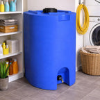 WaterPrepared 55 Gallon Unique Stackable Utility Water Tank, Blue | Emergency Water Storage Tank with Large Cap and Spigot for Easy Filling, Fits Through Standard Doorway